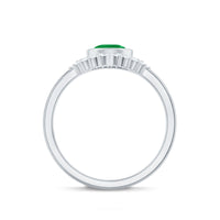 Natural Emerald Diamond Pear Shape Engagement Ring and Wedding Band Set