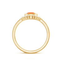 Real 0.6 Carat Fire Opal Teardrop Wedding Ring Set with Diamond Halo