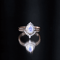 Genuine Pear Shape Rainbow Opal Vintage Inspired Engagement Ring with Enhancer
