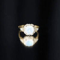 Real Cushion Cut Ethiopian Opal Antique Looking Engagement Ring with Diamond