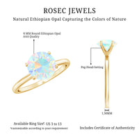 Classic 2 Carat Solitaire Ethiopian Rainbow Opal Engagement Ring