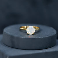 Classic 2 Carat Solitaire Ethiopian Rainbow Opal Engagement Ring