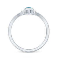 0.7 Carat Marquise Cut London Blue Topaz Cocktail Ring with Diamond