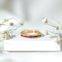 Genuine Princess Cut Ruby Eternity Wedding Ring for Women