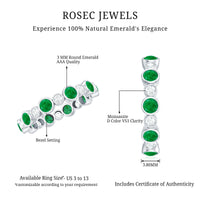 Bezel Set Round Emerald and Diamond Eternity Wedding Band