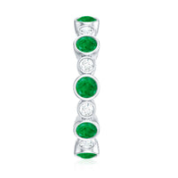 Bezel Set Round Emerald and Diamond Eternity Wedding Band