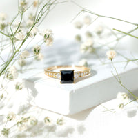 Certified 1 Carat Lab Grown Black and White Diamond Princess Cut Engagement Ring