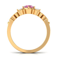 Rosec Jewels 0.50 CT pink tourmaline and diamond cut-out antique ring showing intricate design and craftsmanship.