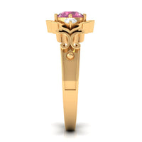 Pink tourmaline and diamond cut-out antique ring by Rosec Jewels, showcasing intricate design and sparkling gemstones.