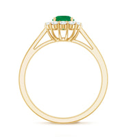 Round emerald and diamond engagement ring from Rosec Jewels featuring a classic design with sparkling gemstones.