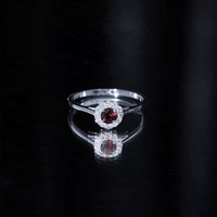 Certified 2.3 carat real garnet engagement ring with diamond halo by Rosec Jewels, featuring a elegant white gold band.