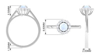 Diamond and moonstone floating halo engagement ring by Rosec Jewels, featuring a central moonstone surrounded by sparkling diamonds.