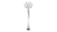 1 CT moonstone and diamond floating halo engagement ring by Rosec Jewels, showcasing a moonstone center with diamond accents.