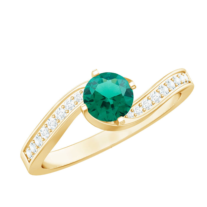 Lab grown 0.8 carat emerald diamond bypass engagement ring by Rosec Jewels, featuring a sleek, elegant ring design.