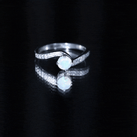 Natural Certified Ethiopian Opal Solitaire Promise Ring with Bypass Shank
