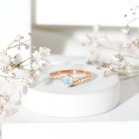 Natural Certified Ethiopian Opal Solitaire Promise Ring with Bypass Shank