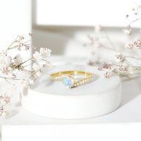 Natural Certified Ethiopian Opal Solitaire Promise Ring with Bypass Shank