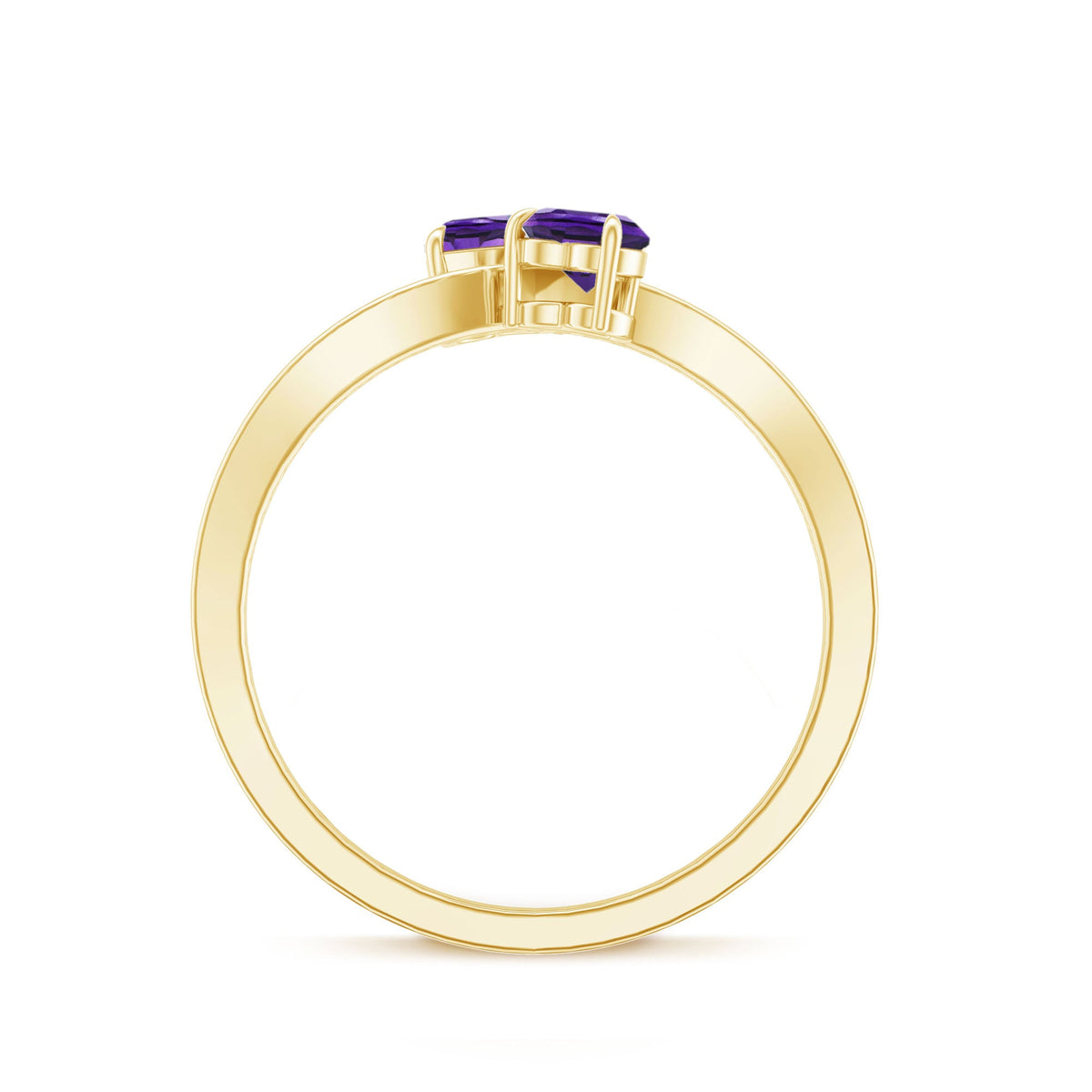 Natural heart-shaped amethyst engagement ring with diamond accents, crafted by Rosec Jewels, showcasing a romantic and elegant design.