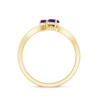Natural heart-shaped amethyst engagement ring with diamond accents, crafted by Rosec Jewels, showcasing a romantic and elegant design.