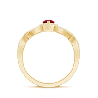 Natural Ruby Heart Promise Ring with Diamond Crossover Shank