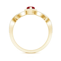 Natural Ruby Heart Promise Ring with Diamond Crossover Shank