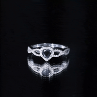 0.6 Carat Lab Grown Black and White Diamond Heart Engagement Ring with Crossover Shank