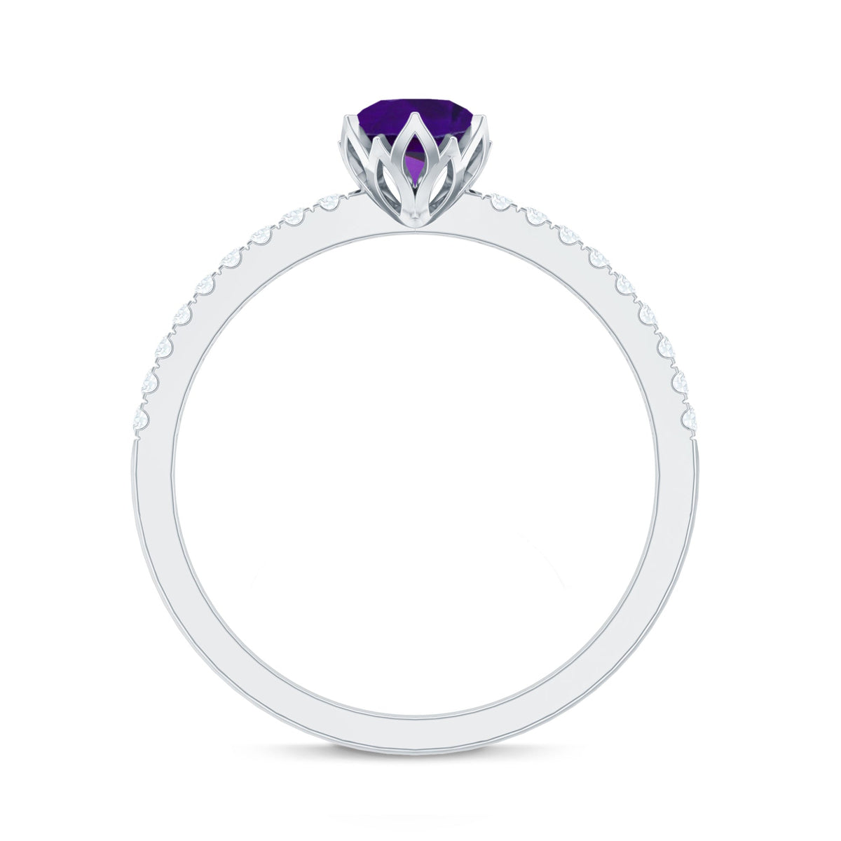 Genuine Amethyst Diamond Promise Ring for Women