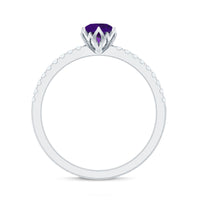 Genuine Amethyst Diamond Promise Ring for Women
