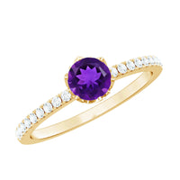 Genuine Amethyst Diamond Promise Ring for Women