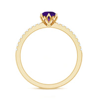 Genuine Amethyst Diamond Promise Ring for Women