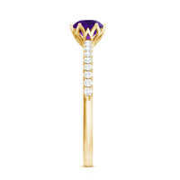 Genuine Amethyst Diamond Promise Ring for Women