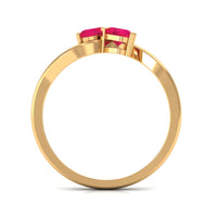 Natural Ruby Toi Et Moi Heart Promise Ring for Women
