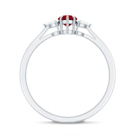 Natural 0.6 Carat Heart Shape Ruby Diamond 3 Stone Promise Ring