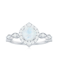 Vintage Style Moonstone Engagement Ring with Diamond Accent
