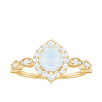 Vintage Style Moonstone Engagement Ring with Diamond Accent