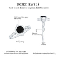 Vintage Black Spinel Engagement Ring with Diamond Halo