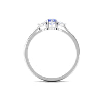 Heart Shape Tanzanite 3 Stone Promise Ring with Diamond