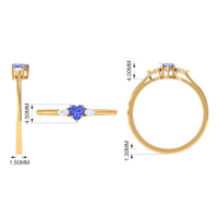 Heart Shape Tanzanite 3 Stone Promise Ring with Diamond