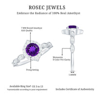Vintage Style 1.2 Carat Amethyst Engagement Ring with Diamond Halo