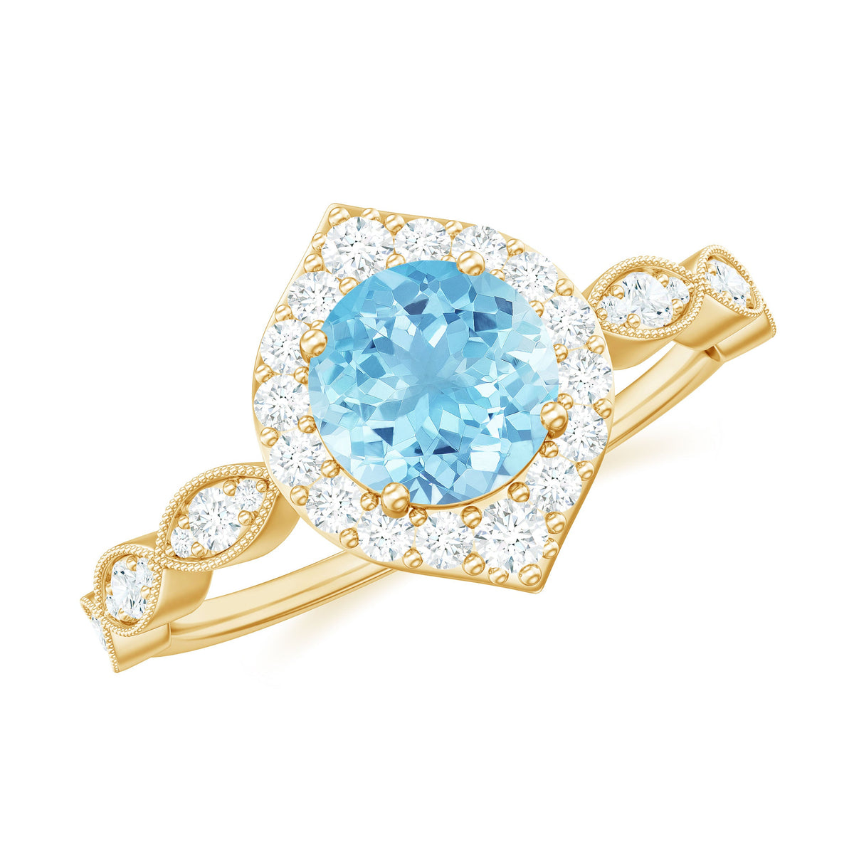 0.8 carat aquamarine and diamond designer engagement ring by Rosec Jewels, featuring a stunning gemstone center and intricate band design.