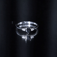 Certified Lab Grown Black Diamond Heart Promise Ring with White Diamond