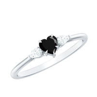 Certified Lab Grown Black Diamond Heart Promise Ring with White Diamond