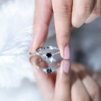Certified Lab Grown Black Diamond Heart Promise Ring with White Diamond