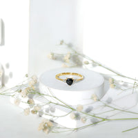 Certified Lab Grown Black Diamond Heart Promise Ring with White Diamond
