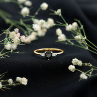 Certified Lab Grown Black Diamond Heart Promise Ring with White Diamond