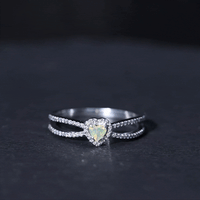 Certified Natural Ethiopian Opal Heart Shaped Engagement Ring with Diamond Halo
