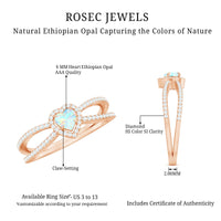 Certified Natural Ethiopian Opal Heart Shaped Engagement Ring with Diamond Halo