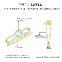 Certified Natural Ethiopian Opal Heart Shaped Engagement Ring with Diamond Halo