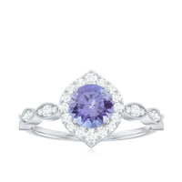 Real 0.54 Carat Tanzanite Vintage Engagement Ring with Diamond