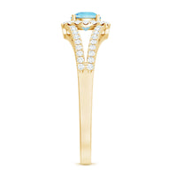 Rosec Jewels 0.8 Carat aquamarine and diamond split shank engagement ring for women, featuring a central aquamarine gemstone and diamond accents.